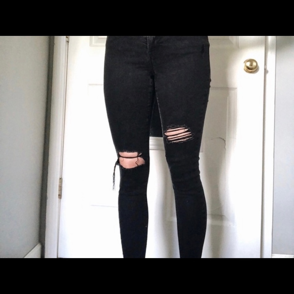Old Navy Black Distressed Skinny Jeans